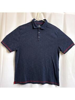 Nat Nast Luxury Originals Men's XL Navy Blue Polo Shirt Red Contrast Stitching
